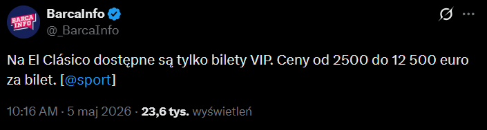 HIT! Tyle kosztują BILETY VIP na El Clasico!